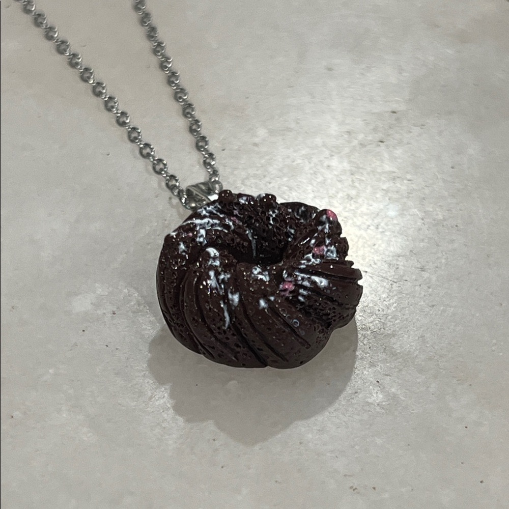 Mini Chocolate Bundt Cake Pendant Necklace - Picture 4 of 4